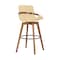 Armen Living Baylor 30" Cream Faux Leather and Walnut Wood Swivel Bar Stool LCBABAWACR30 - alternate 3